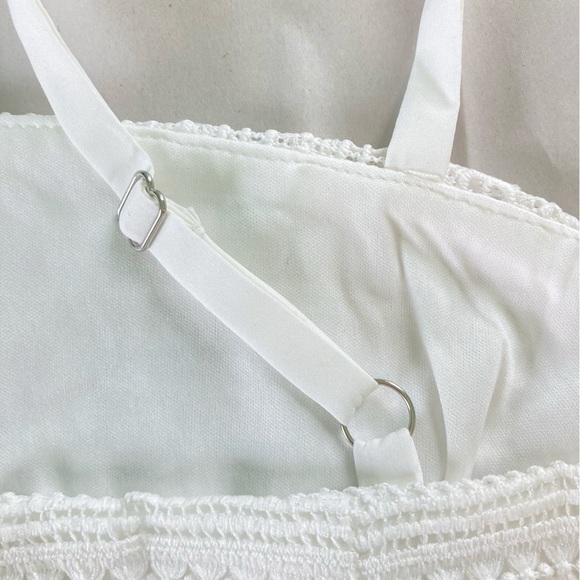 Sam Edelman White Square-Neck Strappy Lace Fringe Sheath Mini Dress (Size 10) - Picture 9 of 16